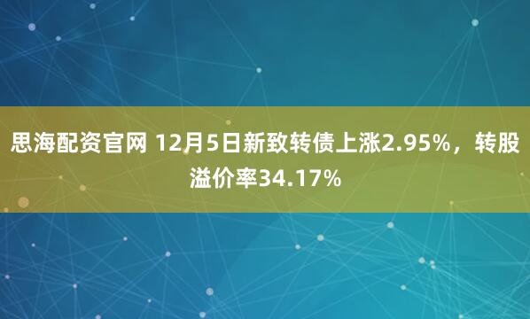 思海配资官网 12月5日新致转债上涨2.95%，转股溢价率34.17%
