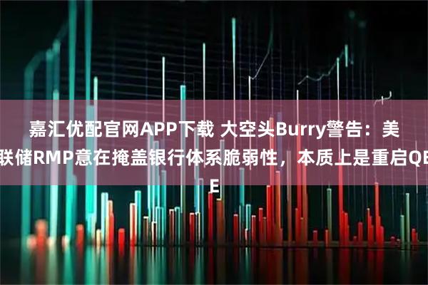 嘉汇优配官网APP下载 大空头Burry警告：美联储RMP意在掩盖银行体系脆弱性，本质上是重启QE